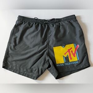 MTV Logo Gray Shorts Men’s Large ~ MTV Swim Shorts Large ~ MTV Swim Trunks